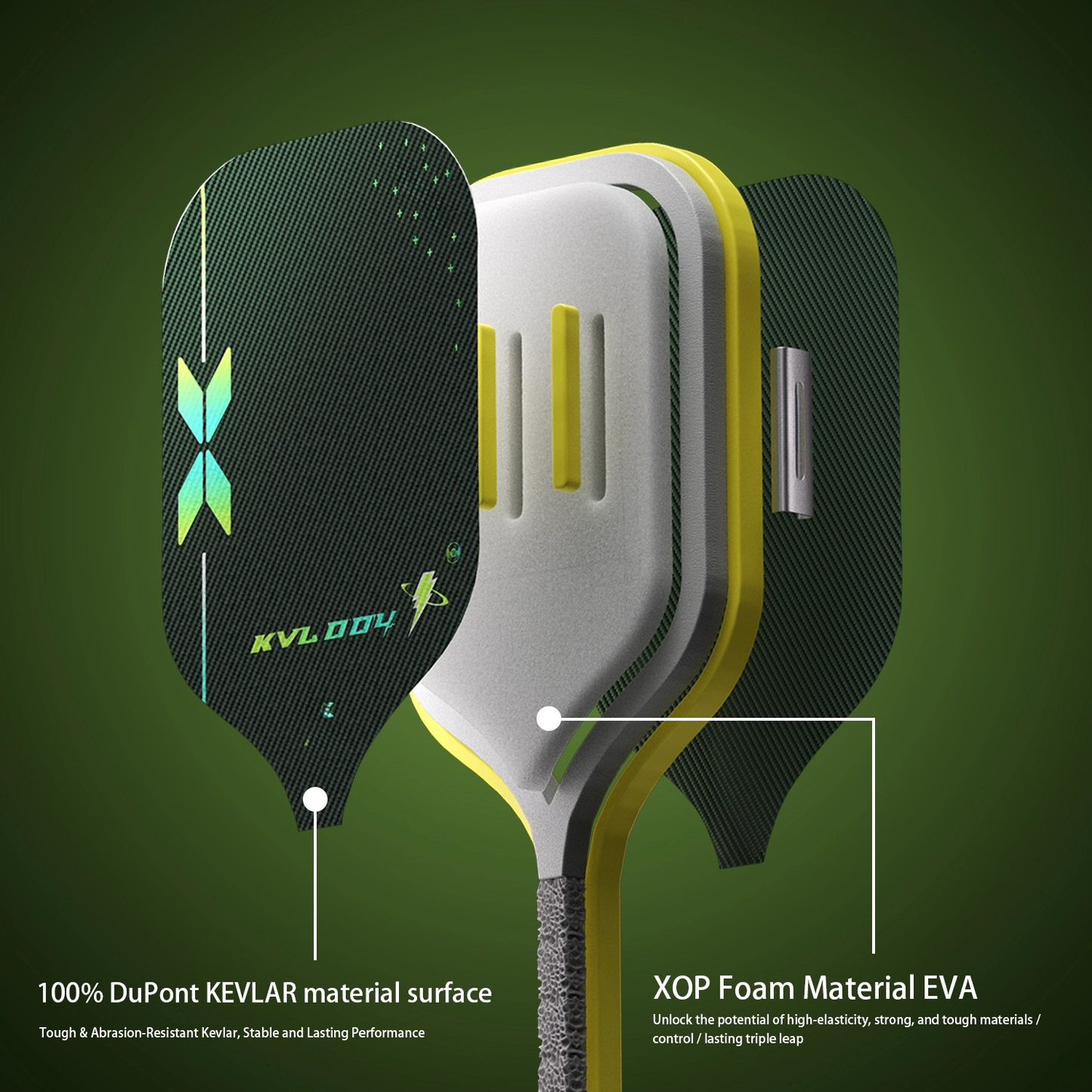 Elite 100: Kevlar® Smart Pickleball Paddle （Green）